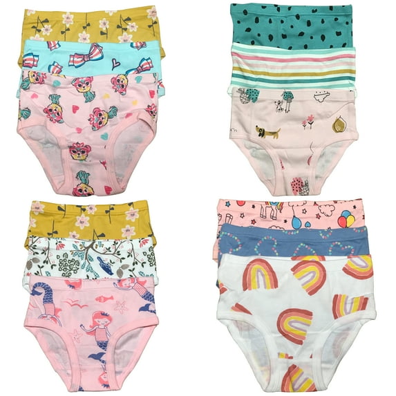 B&Q Premium Toddler Girls' Briefs 12-Pack in Sizes 2T-7T