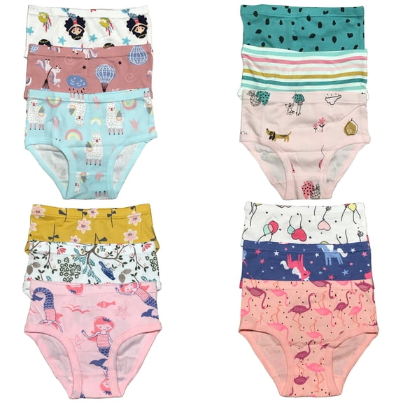 B&Q Premium Toddler Girls' Briefs 12-Pack in Sizes 2T-7T