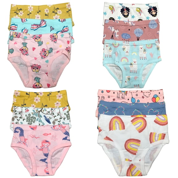 B&Q Premium Toddler Girls' Briefs 12-Pack in Sizes 2T-7T