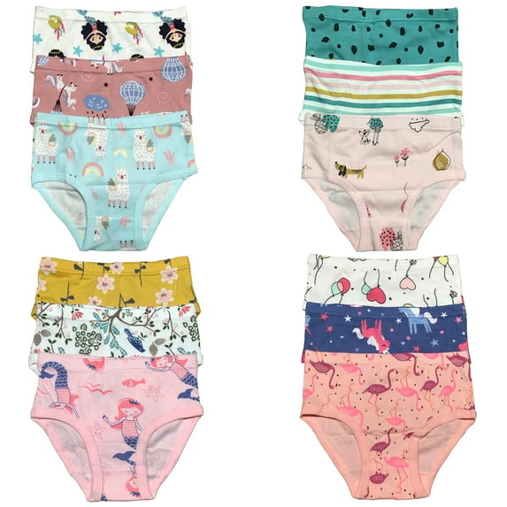 B&Q Premium Toddler Girls' Briefs 12-Pack in Sizes 2T-7T