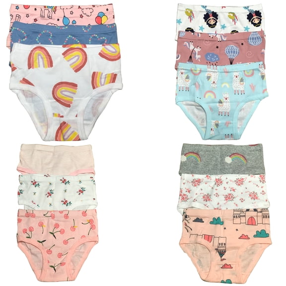B&Q's 12-Pack Cotton Briefs for Toddler Girls and Kids | Sizes 2T-7T | Soft and Cozy Underwear Essentials