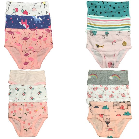 B&Q's 12-Pack Cotton Briefs for Toddler Girls and Kids | Sizes 2T-7T | Soft and Cozy Underwear Essentials