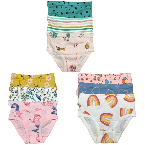 B&Q's Adorable Comfort: 9-Pack Stylish and Cozy Cotton Briefs for Toddler Little Girls | Sizes 2T-7T, Perfect for Everyday Wear