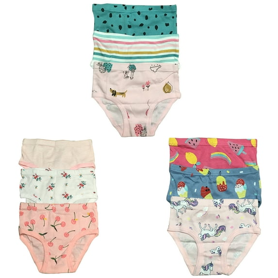 B&Q's Adorable Comfort: 9-Pack Toddler Little Girls' Cotton Briefs | Sizes 2T-7T for Stylish and Cozy Wear