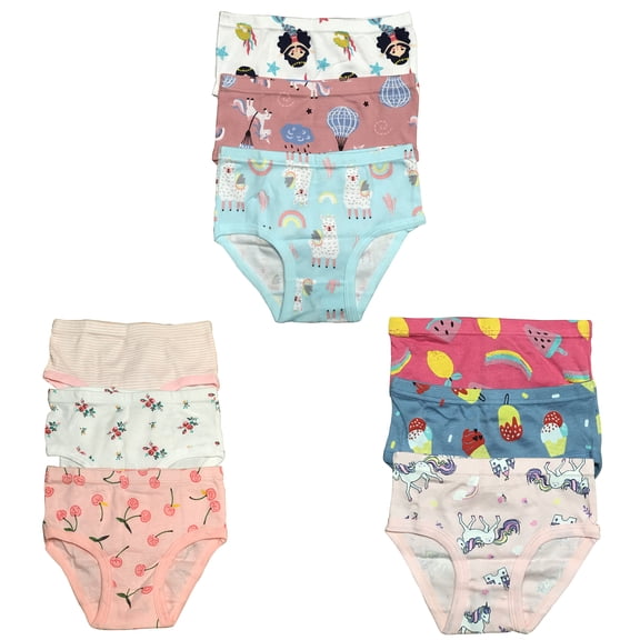 B&Q's Adorable Comfort: 9-Pack Toddler Little Girls' Cotton Briefs | Sizes 2T-7T for Stylish and Cozy Wear