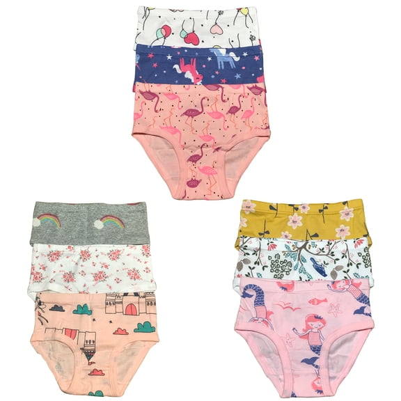 B&Q's Adorable Comfort: 9-Pack Toddler Little Girls' Cotton Briefs | Sizes 2T-7T for Stylish and Cozy Wear