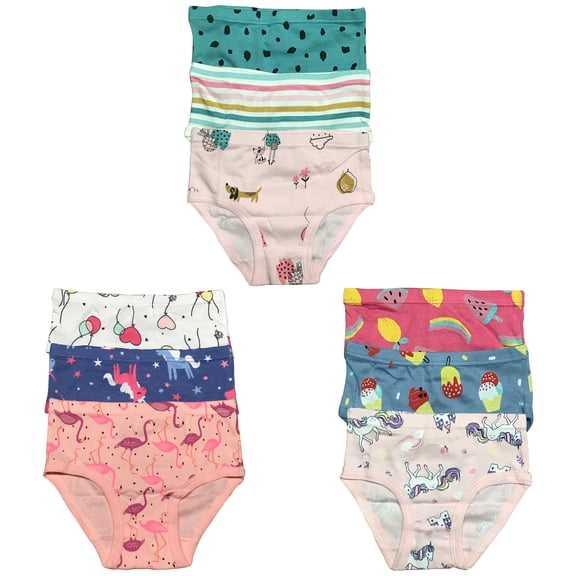 B&Q's Comfortable Underwear: 9-Pack Cotton Briefs for Toddler Little Girls and Kids | Sizes 2T-7T