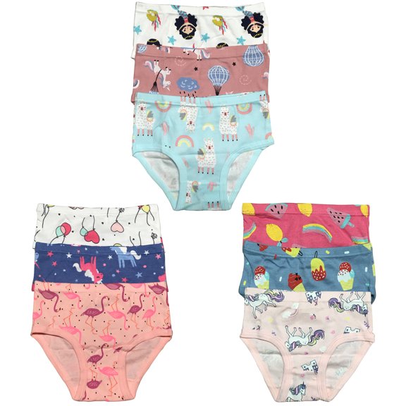 B&Q's Comfortable Underwear: 9-Pack Cotton Briefs for Toddler Little Girls and Kids | Sizes 2T-7T