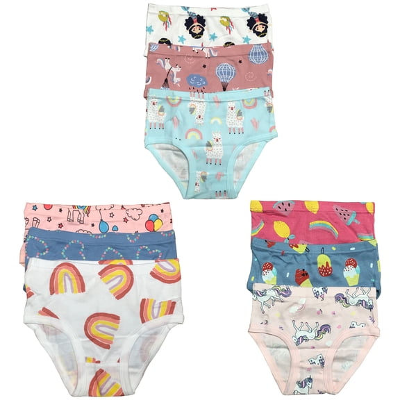 B&Q's Little Delights: 9-Pack of Cozy Cotton Briefs for Toddler Girls and Kids | Sizes 2T-7T - Discover Comfort and Style