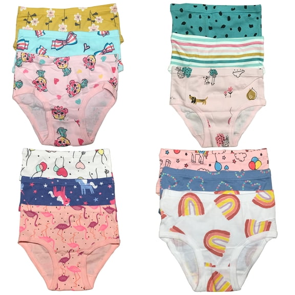 B&Q's Premium Toddler Girls' Briefs 12-Pack, Available in Sizes 2T-7T