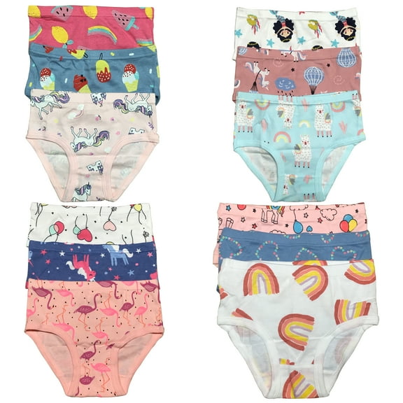 B&Q's Premium Toddler Girls' Briefs 12-Pack, Available in Sizes 2T-7T