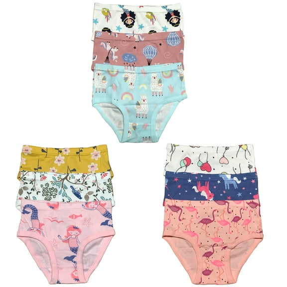 B&Q's Stylish and Cozy: 9-Pack Toddler Little Girls' Cotton Briefs | Sizes 2T-7T, Adorable Comfort at Its Best
