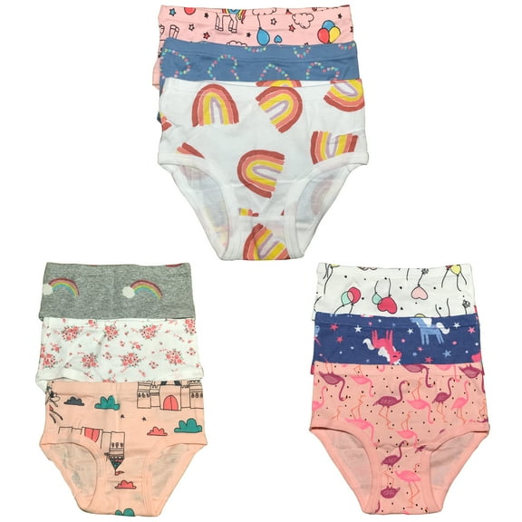 B&Q's Stylish and Cozy Wear: Adorable Comfort in a 9-Pack of Toddler Little Girls' Cotton Briefs | Sizes 2T-7T