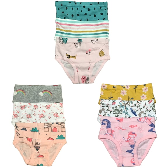 B&Q's Stylish and Cozy Wear: Adorable Comfort in a 9-Pack of Toddler Little Girls' Cotton Briefs | Sizes 2T-7T