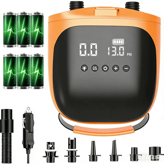 B-Qtech 20PSI SUP Pump, Rechargeable Electric Inflator with Auto-off, for Paddle Board, Kayak, Tent & Inflatables