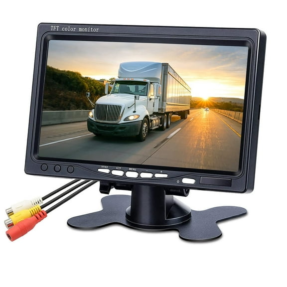 B-Qtech 7" HD 720P LCD Rear View Monitor, 12-24V Dual AV Inputs for Cars/Trucks/Motorcycles