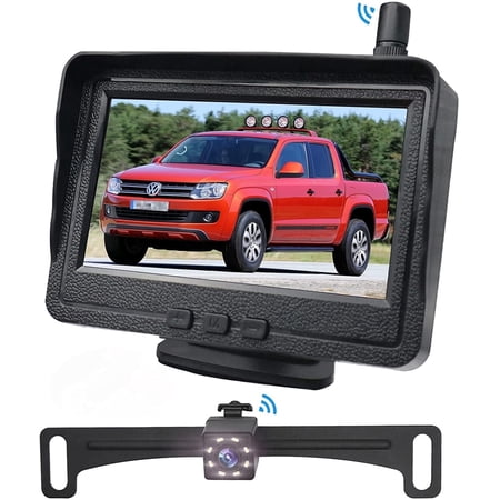 B-Qtech 4.3" LCD Backup Camera System with Waterproof Night Vision, 170° Rear View, Wireless Signal & Radio Ready for Cars Trucks RVs