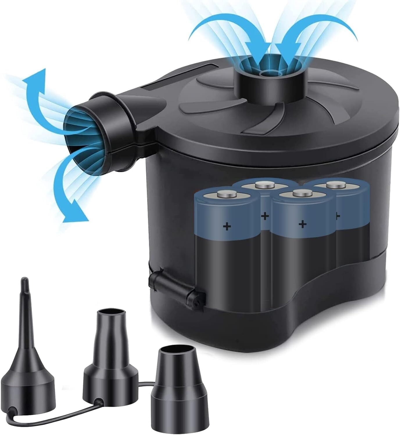 Small Inflatable Pump B-Qtech Electric Air Pump, Quick-Fill, 110V AC/12V, 3 Nozzles, for ...