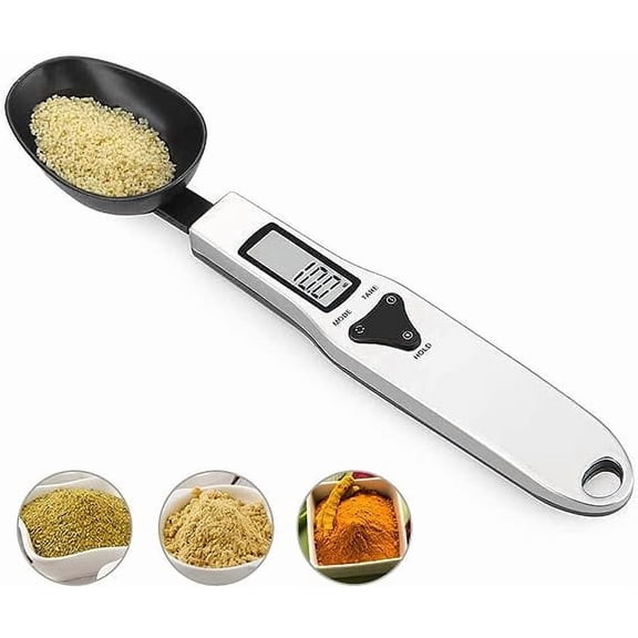 B-Qtech Digital Measuring Spoon Scale, 0.1g-500g Food Scale with LCD Display, 4 Units g/oz/gn/ct, Kitchen Baking Tool with 2 AAA Batteries