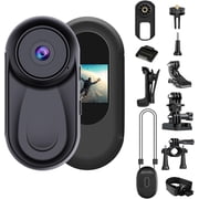 B-Qtech Mini Action Camera 1080P, Wearable Body Cam with 360  Clip, Thumb-Sized Video Recorder, One-Click Recording for Travel & Pets Black