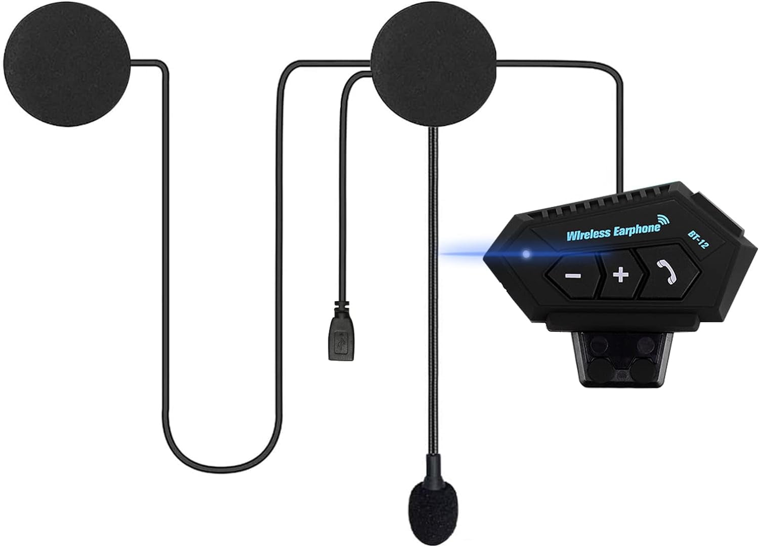 B Qtech Motorcycle Helmet Bluetooth Headset Motorbike Universal Bluetooth with Long Battery Life Black Walmart
