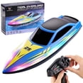 thumbnail image 1 of B-Qtech RC Boat for Pools & Lakes, 2.4GHz High Speed RC Boat with LED Lights, Self Righting, 50-120 Min Run Time, Summer Water Toy for Kids Adults, 1 of 8