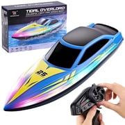 B-Qtech RC Boat for Pools & Lakes, 2.4GHz High Speed RC Boat with LED Lights, Self Righting, 50-120 Min Run Time, Summer Water Toy for Kids Adults