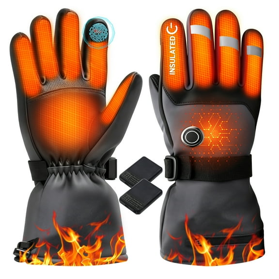 ‌B-Qtech Heated Gloves for Adult, 3 Heat Levels, 3000mAh Battery, Waterproof for Motorcycle/Skiing/Hunting/Camping, Black