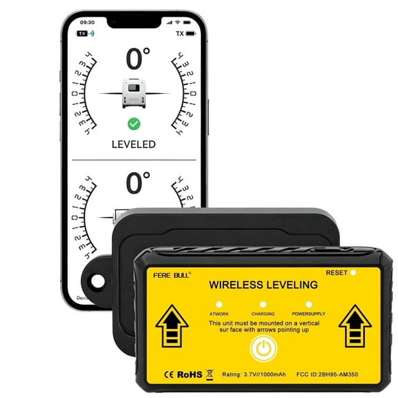 B-Qtech Wireless RV Leveling System with Magnetic Base, Bluetooth App Monitor, Type-C Charging for Travel Trailers & Campers