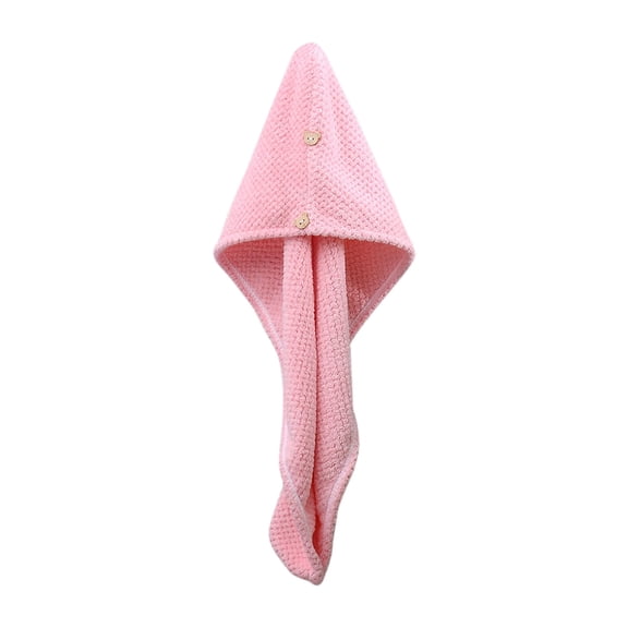 B Quick Dry Hair Towel Wrap With Button Super Absorbent Microfiber Turban For Women Men 25X65 Cm Light Pink