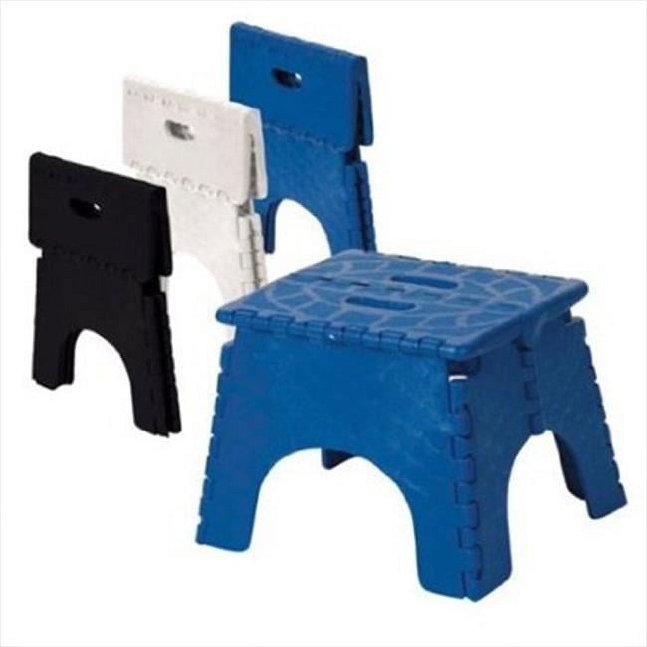 B&R PLASTICS 1016B High Folding Step Stool, Blue