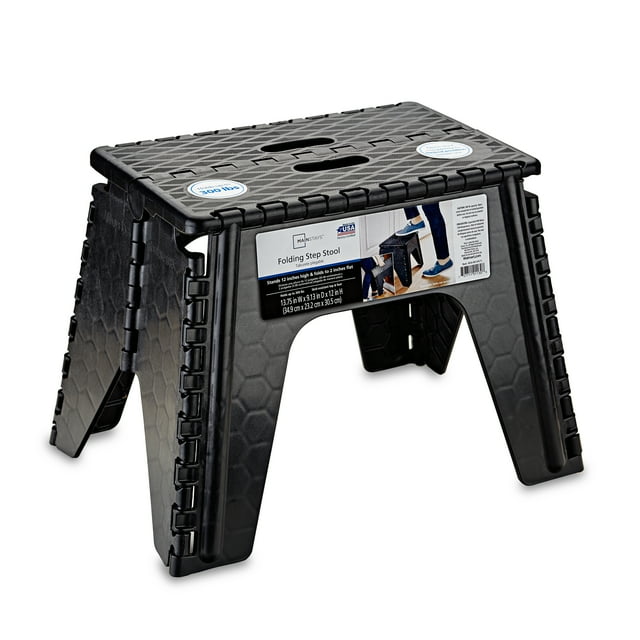 B&R Plastics Black EZ Foldz Portable Collapsible Small Step Stool for