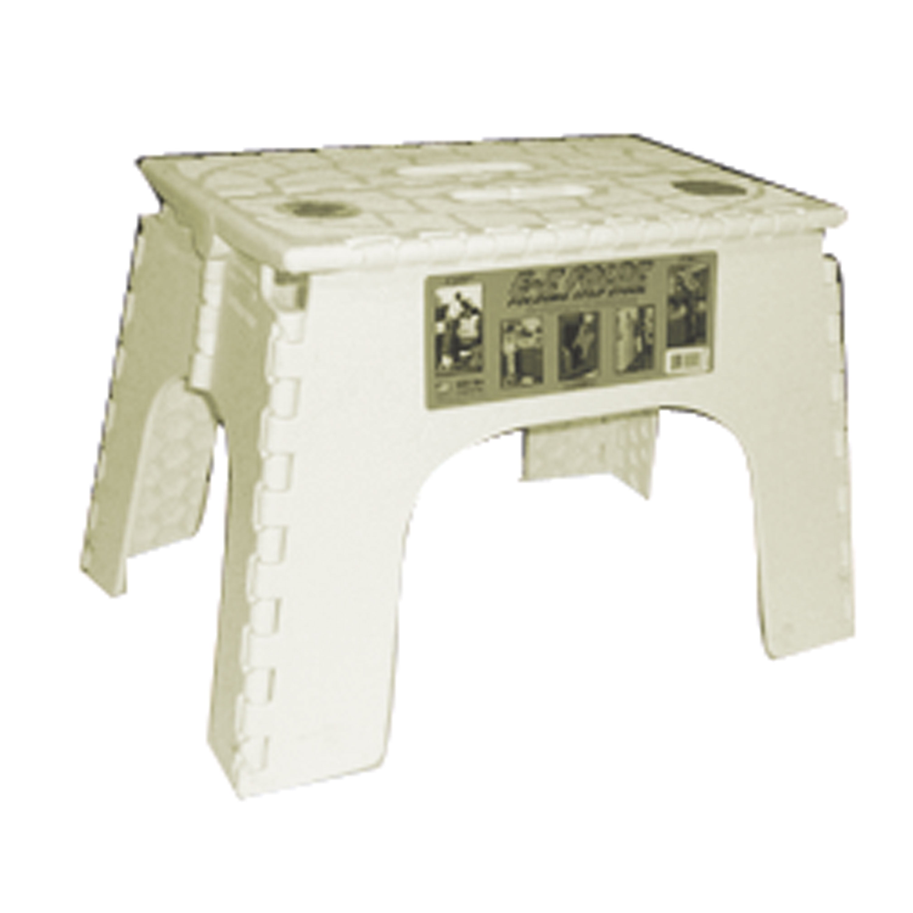 B&R Plastics 1046BG EZ Foldz Folding Step Stool 12" Beige, 6Pack