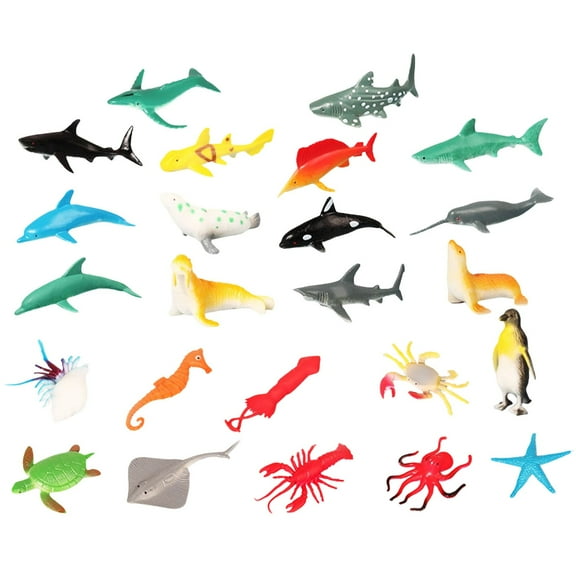 B Realistic Sea Ocean Animal Figures Toy Set Plastic Marine Creature Models For Kids Play Pool Party Decor 24 Pack