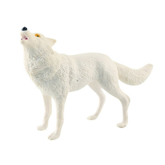 B Realistic White Wolf Animal Model Walking Pose Figurine Desktop Decoration For Nature Themed Collection Size 3.9X2.6 Inches Weight 0.08 Lbs