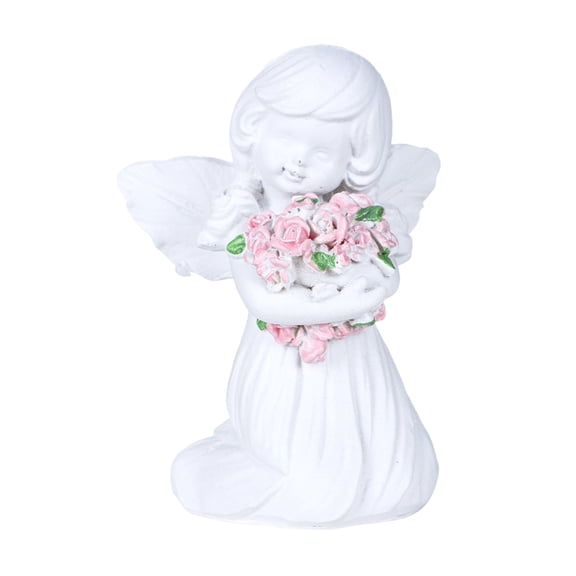 B Resin Angel Ornament With Praying Pose, Heart-Shaped Wings And Decorative Use For Wedding Decor, Home Display And Inspirational Gifts, 3.94X2.95X1.97In, 0.33Lb