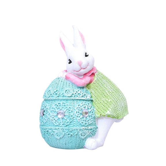 B Resin Easter Bunny Figurine 5.12X3.54X2.36 Inch For Desktop Bookshelf Home Office Decor Spring Holiday Ornament