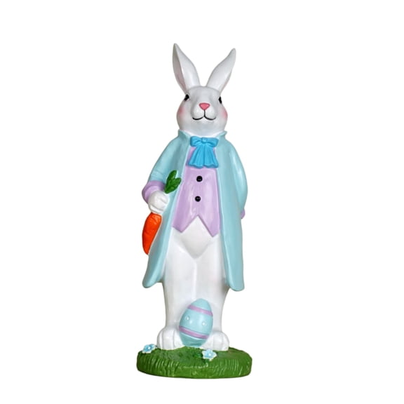 B Resin Easter Rabbit Couple Figurine Mr Mrs Bunny Statue Home Office Desktop Decor