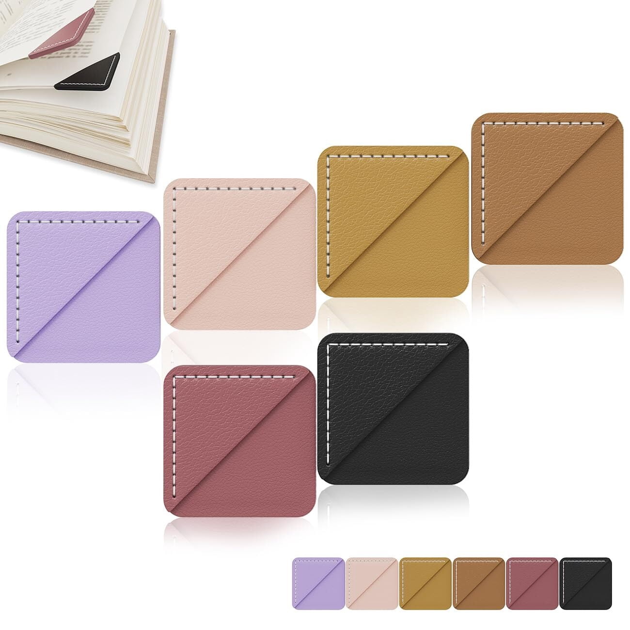 4 Pack Cute Cheese-Shaped Leather Bookmarks - Colorful Corner Page Clips For Kids & Readers