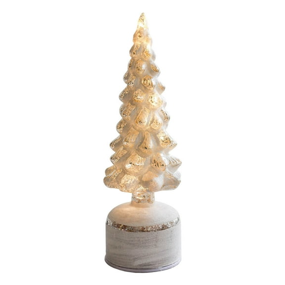 B Rotating Christmas Tree Ornament With Illumination For Tabletop Display Glass Material With Spinning Motion For Decor