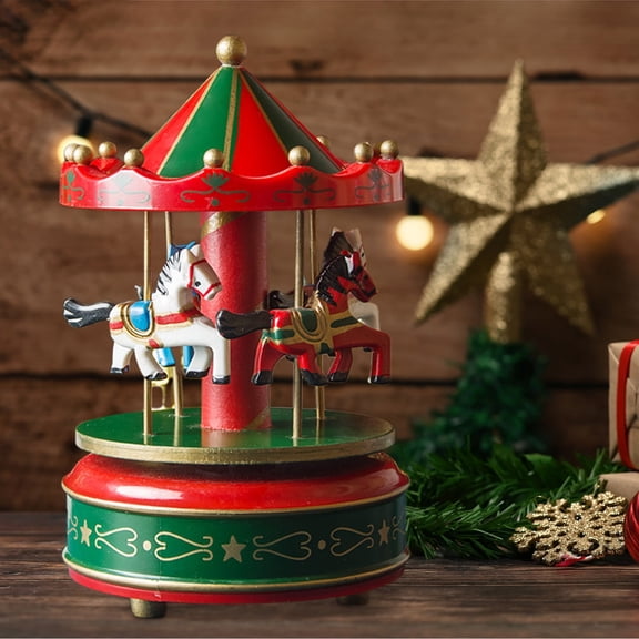 B Rotating Horse Wooden Carousel Music Box Classic Christmas Decoration For Home B