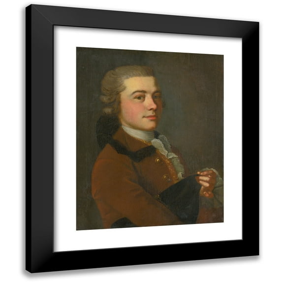 B.S. Henrich 12x14 Black Modern Framed Museum Art Print Titled - Portrait of Berlin Opera Actor (1750-1770)