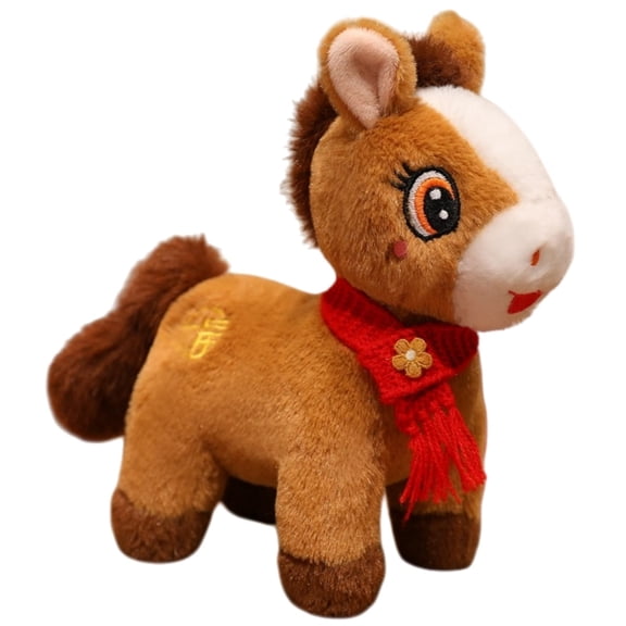 B Scarf Wearing Pony Doll Plush Stuffed Animal Toy Soft Figure Design B For Kids Room Decor Party Favor