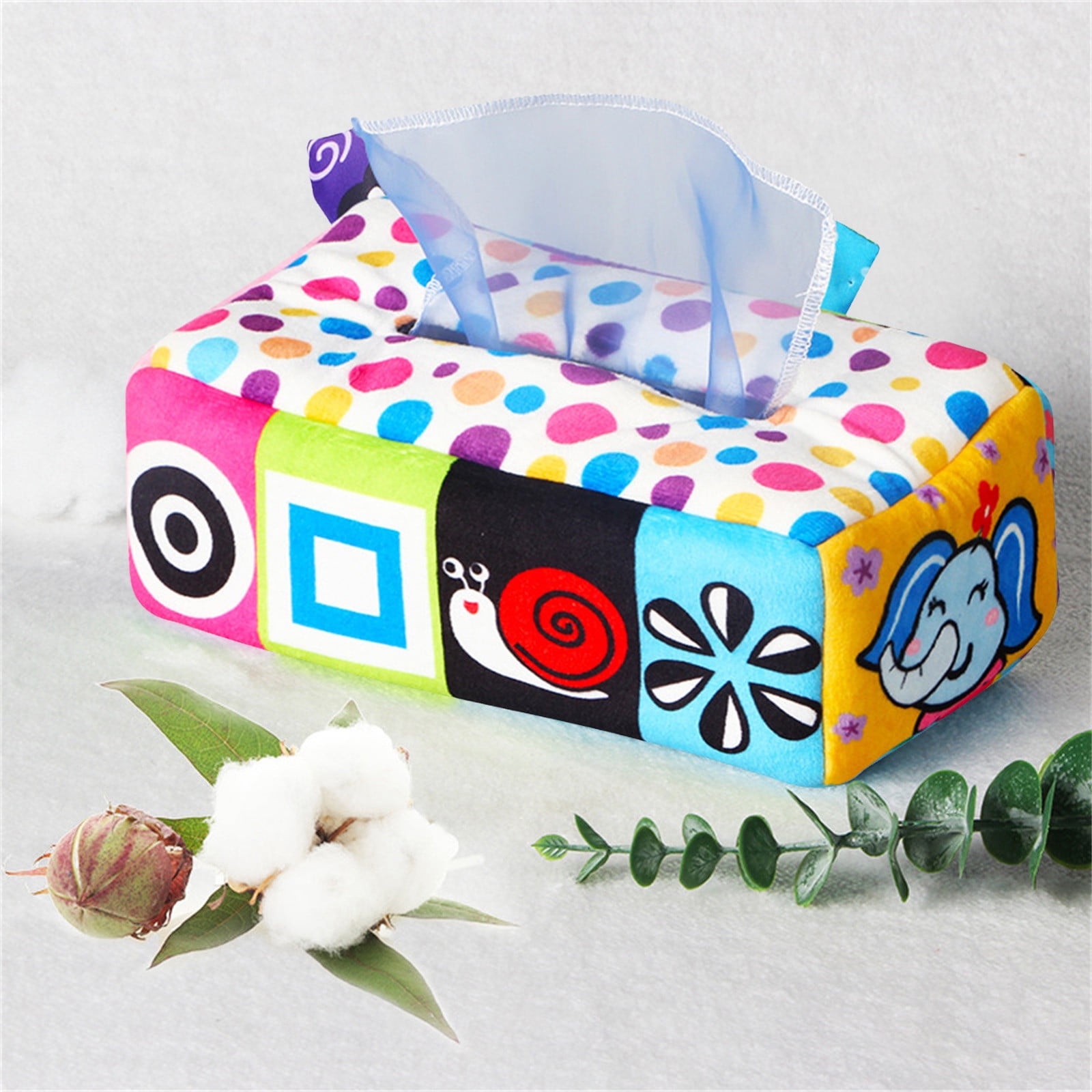 B Sensory Tissue Box Toy With Crinkle Sound And Color Learning For Kids ...