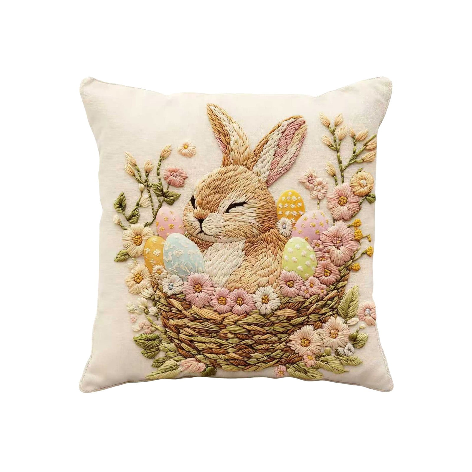 B Short Plush Easter Bunny Pattern Pillowcase Soft Cozy Decorative ...