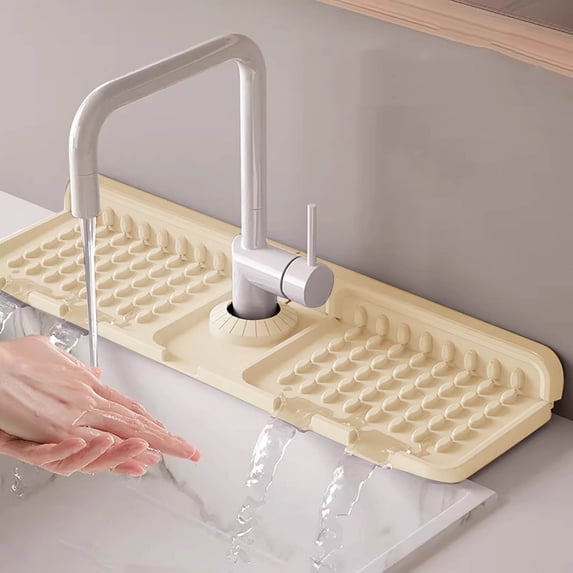 B Silica gel Kitchen Sink Faucet Mat, Faucet Drip Catcher Splash Guard, Quick Dry Countertop Drain Pad, Sink Water Guard Mat for Kitchen Accessories
