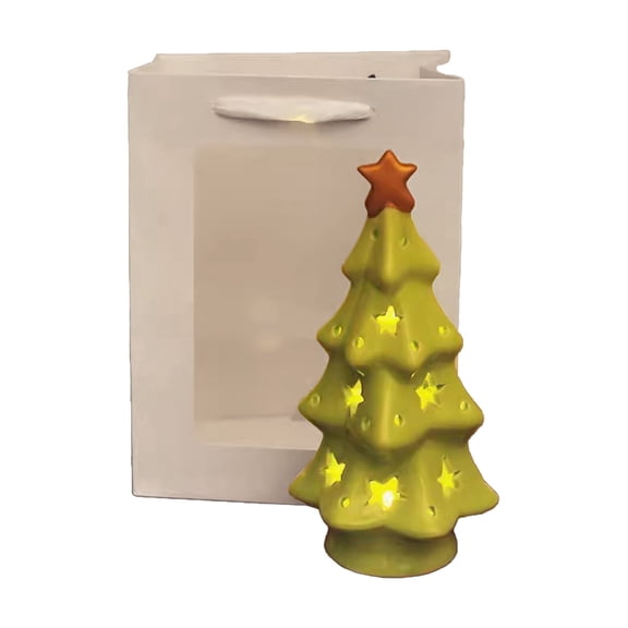 B Small Ceramic Christmas Tree Statue For Desktop Display And Festive Home Accent