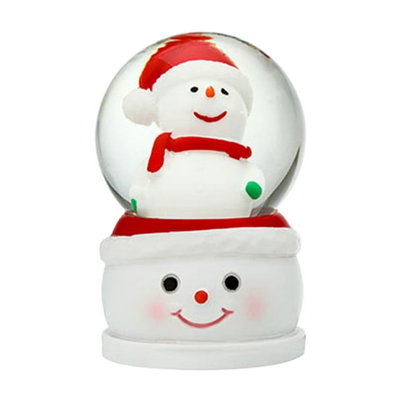 B Snowman Glowing Crystal Ball Ornament Glass Resin Decor With Led Light Festive Home Tabletop Decoration Holiday Party Centerpiece Winter Snow Globe