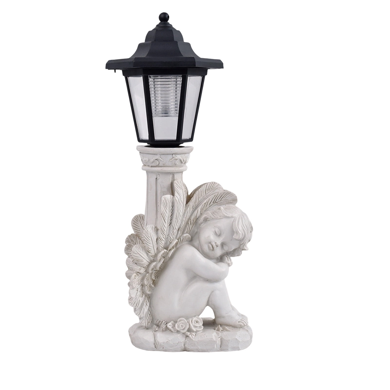 B Solar Garden Statue Resin Angel Figurine With Led Illumination Energy-Saving Solar Panel And Durable Build For Patio Pathway Yard Decor 10X6X8In 2.5Lb