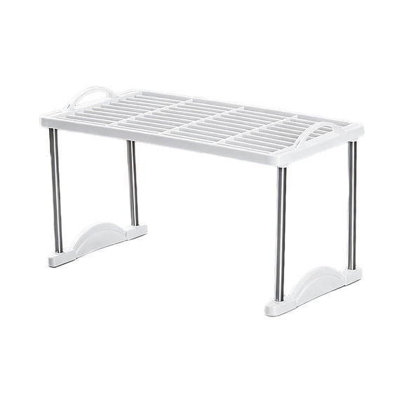 B Stackable Multi-Tier Storage Shelf Plastic Organizer For Kitchen Counter Bathroom Desk Or Wardrobe Ventilated Grille Design 1.43 Lb